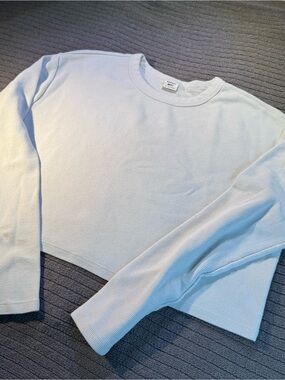 Sunday Best Cream Waffle Knit Cropped Long Sleeve Top XS
